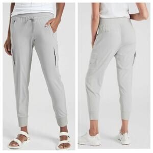 Athleta Pants Womens 2 Light Gray Sutton Cargo Jogger Minimalist Travel Stretch